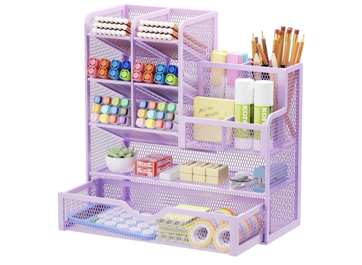Marbrasse Mesh Pen Holder for Desk, Multi-Functional Pencil Organizer