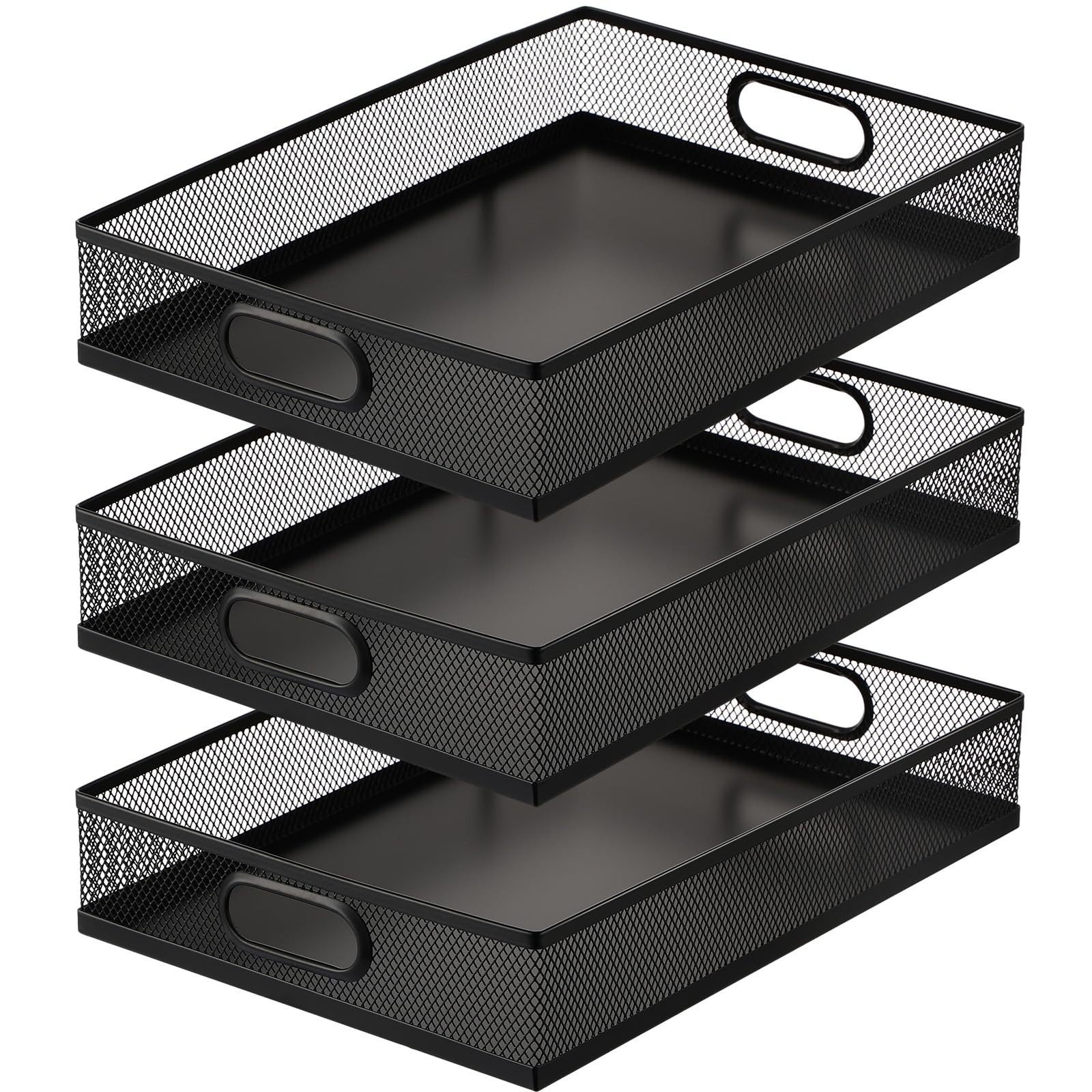 Tandefio 3 Pcs Desk Drawer Organizer Bulk Metal Mesh Trays A4 Large Desktop S…