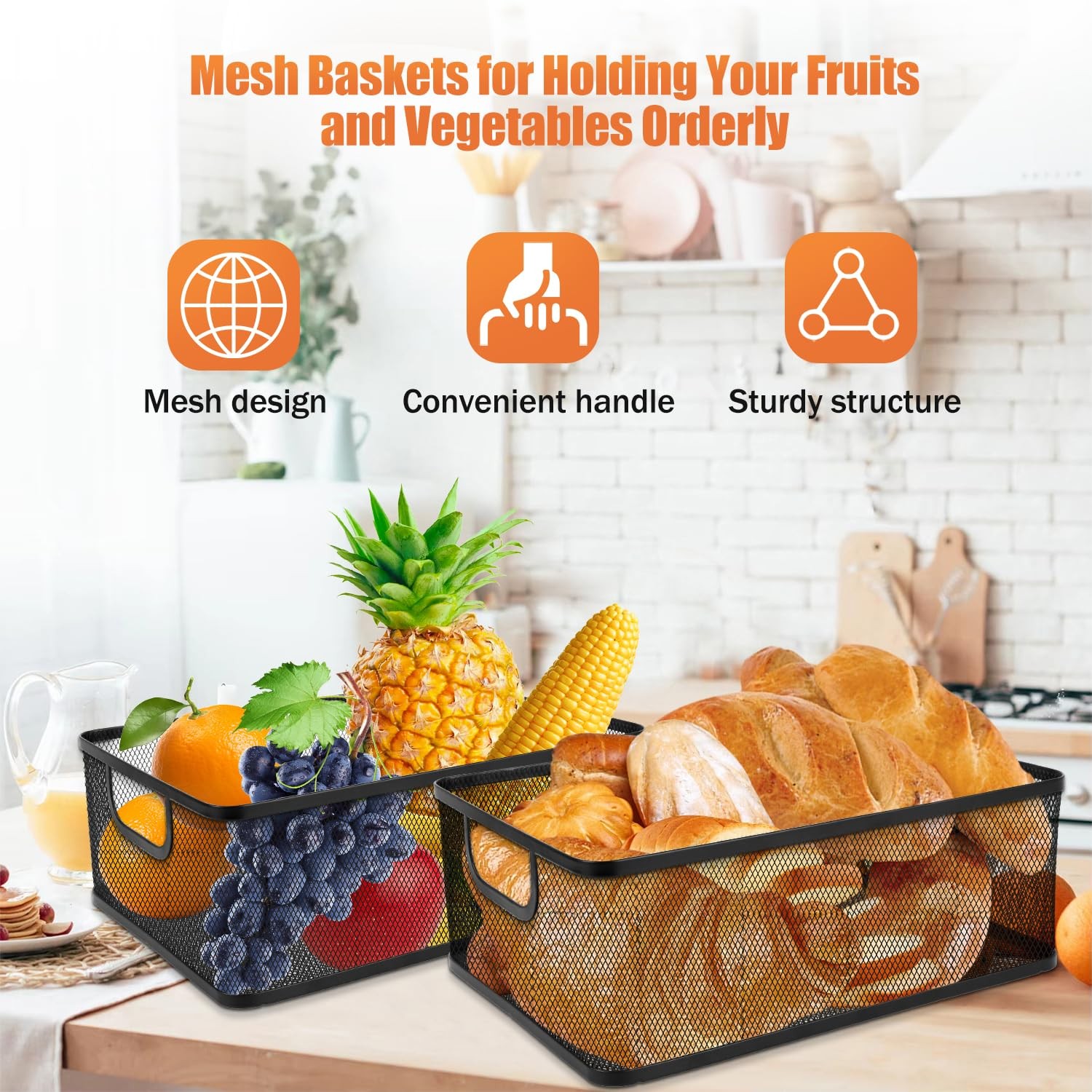 2 Pack EsOffcce Metal Mesh Steel Basket Desk Organizer Rectangle Black
