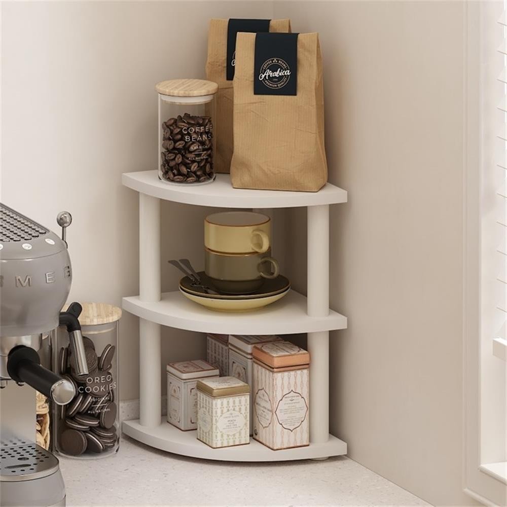 Pemberly Row Turn-N-Tube 3-Tier Corner Countertop Organizer Shelf in White