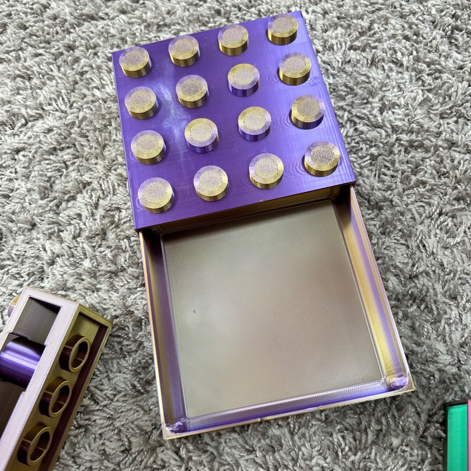 Purple Gold 3D Printed Building Block Desk Organizer Set Drawer Tape Dispenser