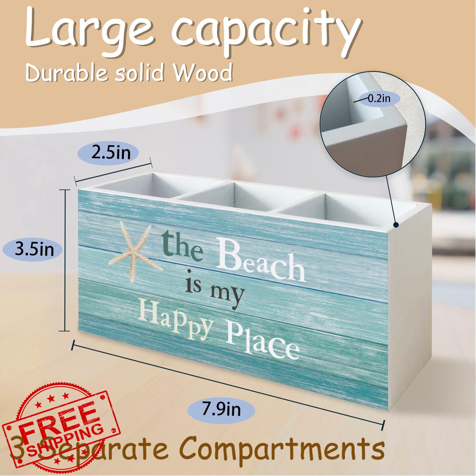 Beach Pen Holder Desk Decor Organizer – Coastal Home Office Gift