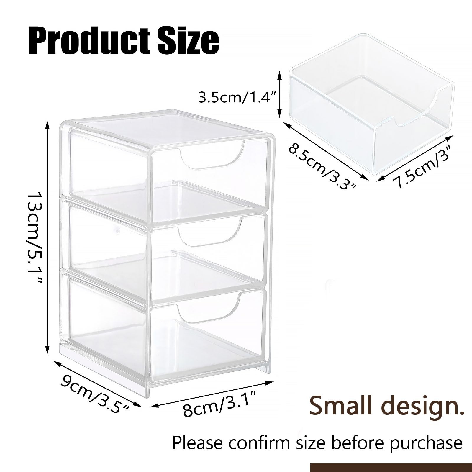 Hipiwe Acrylic Drawer Organizer Qtip Holder for Cotton Pad 1 Pack, Clear
