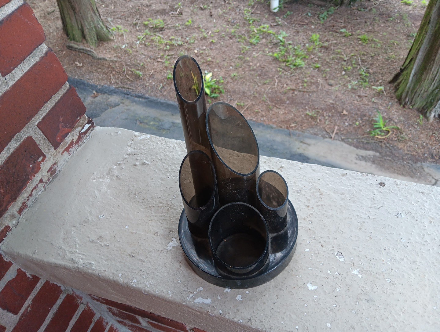 VINTAGE ACRYLIC PLASTIC BLACK DESK ORGANIZER PEN PENCIL CLIPS ART SUPPLIES CADDY