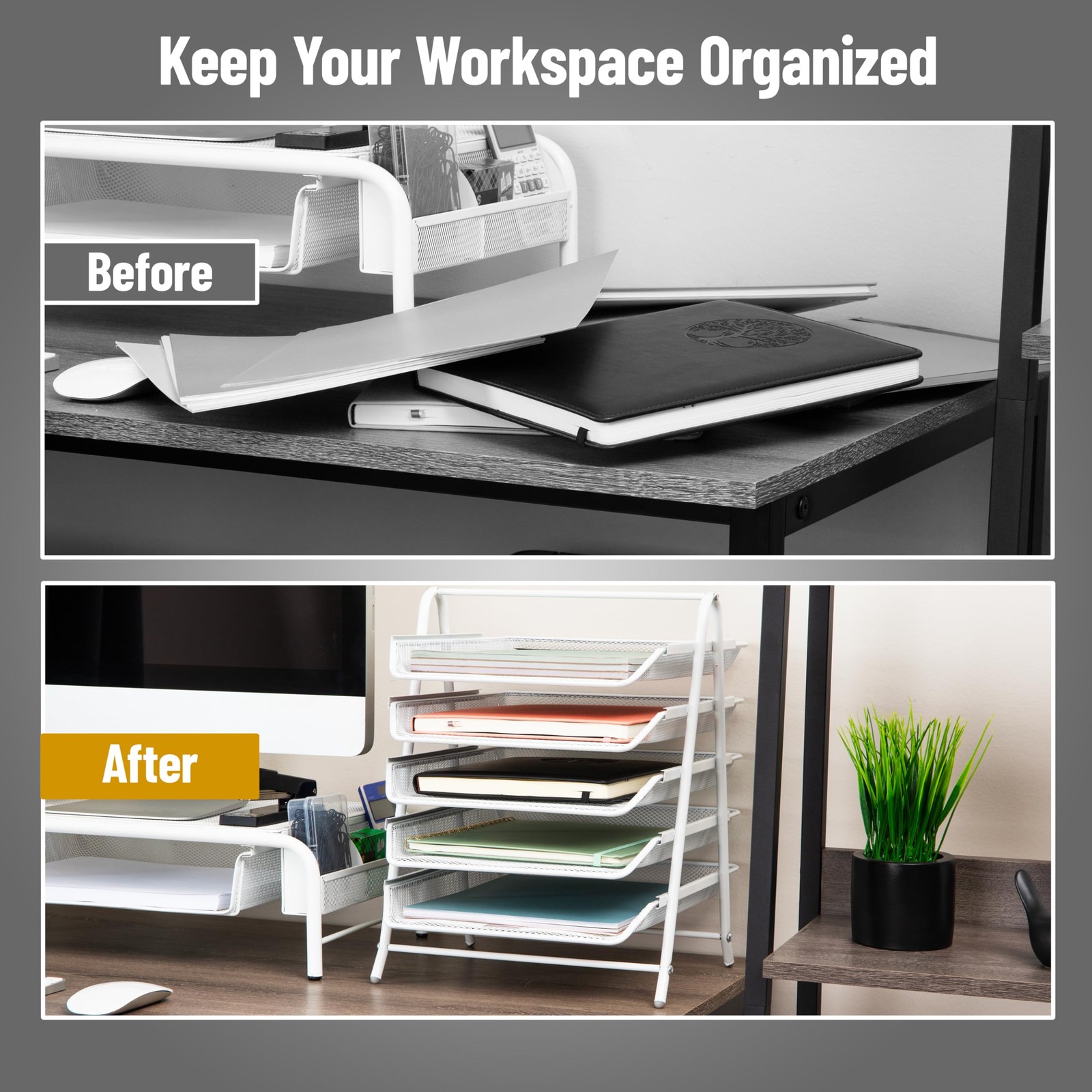 Mind Reader 5-Tier Paper Tray Organizer, Vertical Desktop File Storage Rack, …