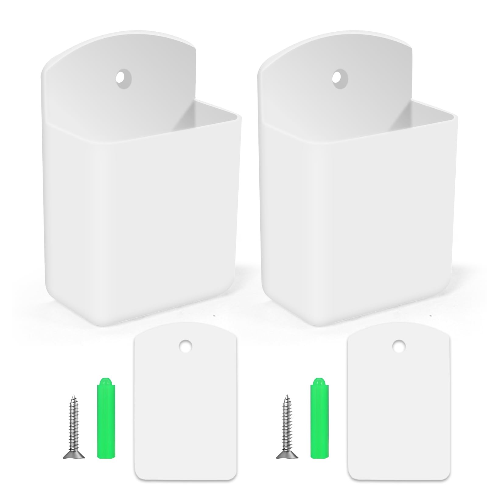 2 PCS Self Adhesive Remote Holder Wall Mount Control Holders Small Wall White