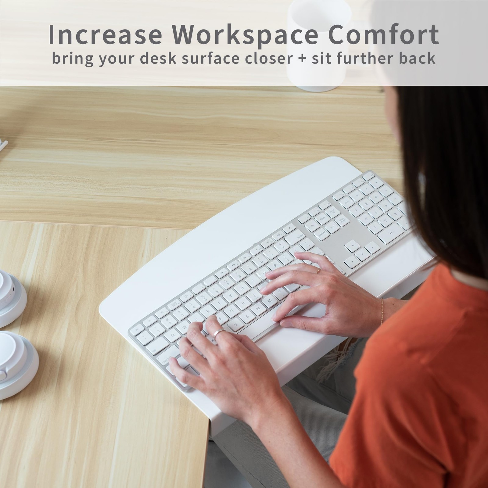 VIVO 17 inch Corner Desk Connector Sleeve for Keyboard 17″ Straight, White