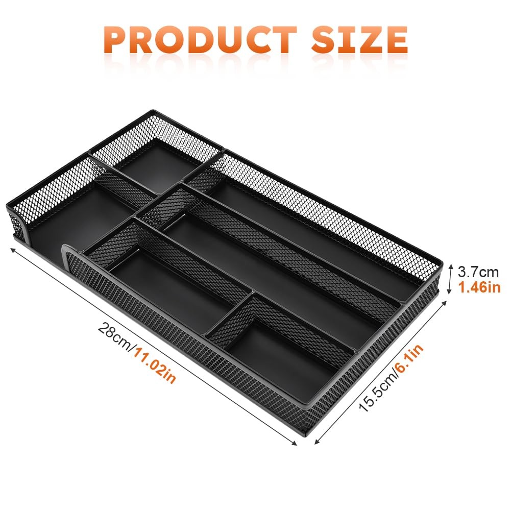 Loyanger Desk Drawer Organizer, Office Metal Mesh Divider Black