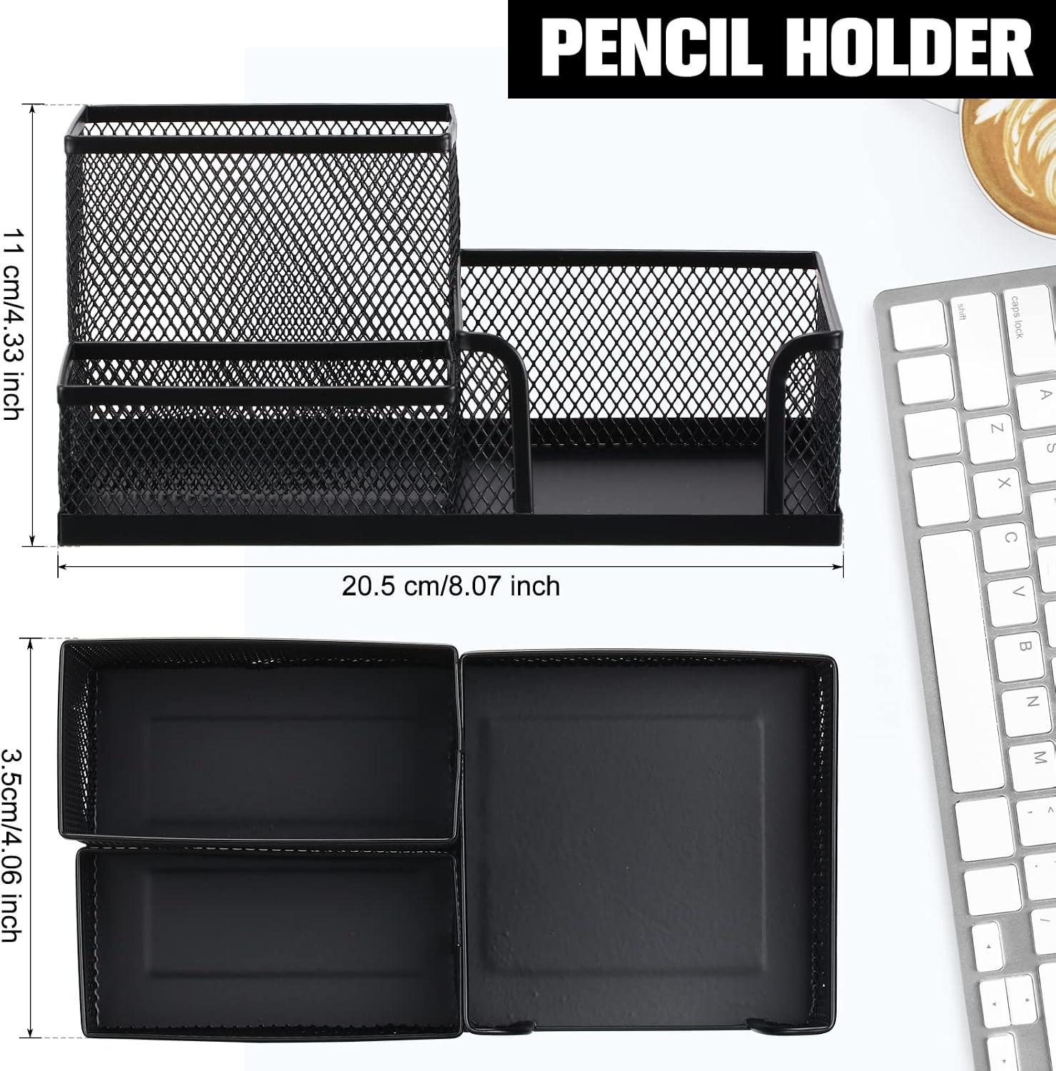4 Pcs Mesh Desk Organizer 3 Compartments Mesh Pen Holder Sticky Notes Pencil Hol