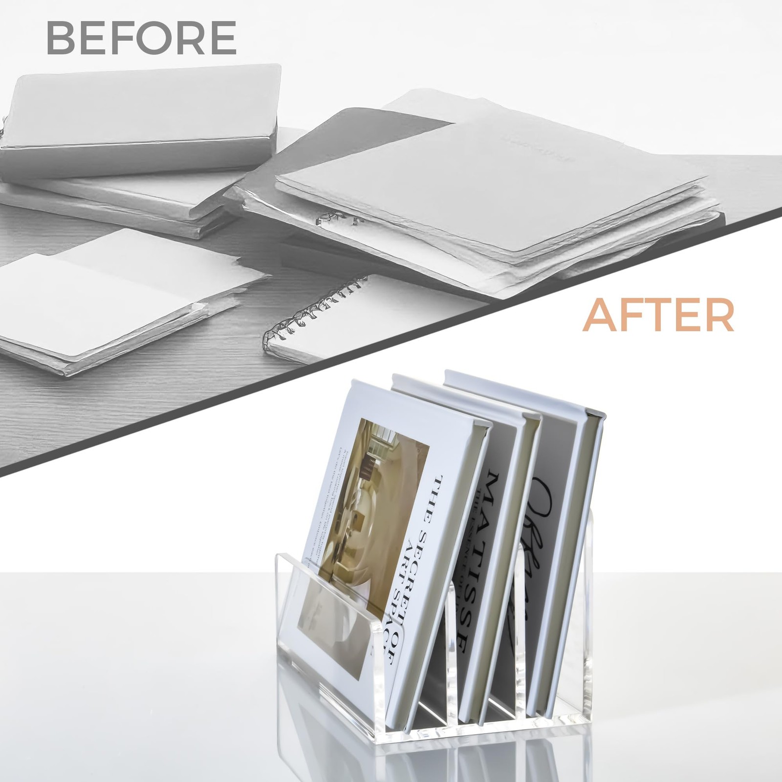AIMOLLY 3 Compartments Clear Acrylic Mail Holder 3 Compartments, Transparent