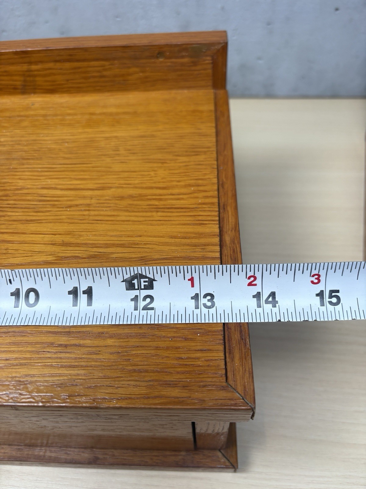 2 Vintage Scandinavian-style wooden shelf small desk organizer Brass Knob Oak