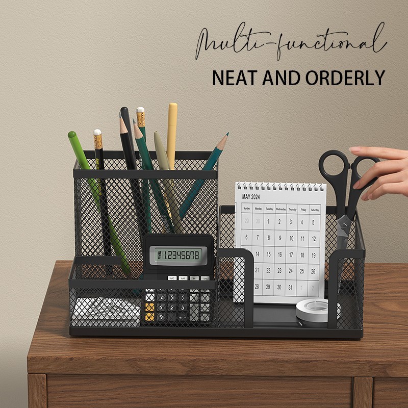 Desk Organizer Office Supplies Caddy Mesh Desktop Storage Pencil Holder