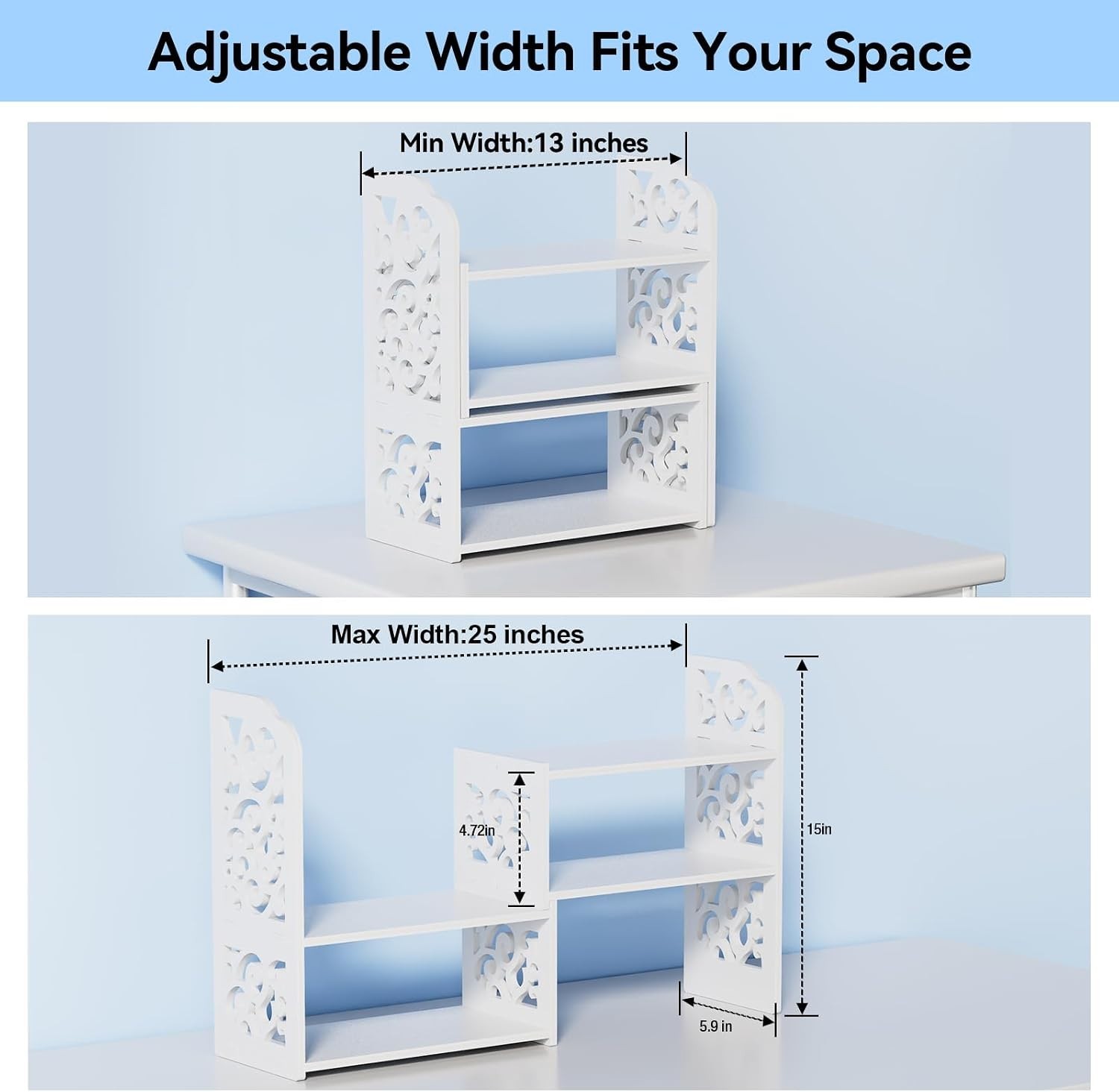 Space-Saving Adjustable Desk Shelf – Lightweight & Easy Assembly for Quick Setup