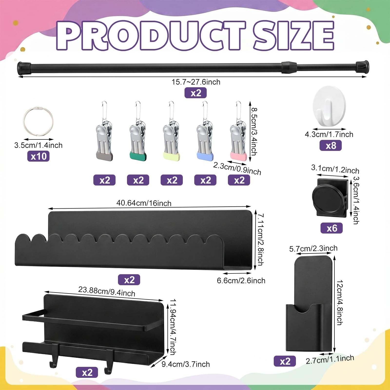 42 Pcs Magnetic Shelf for Classroom Whiteboard, 4 Magnetic Metal/Acrylic Book…