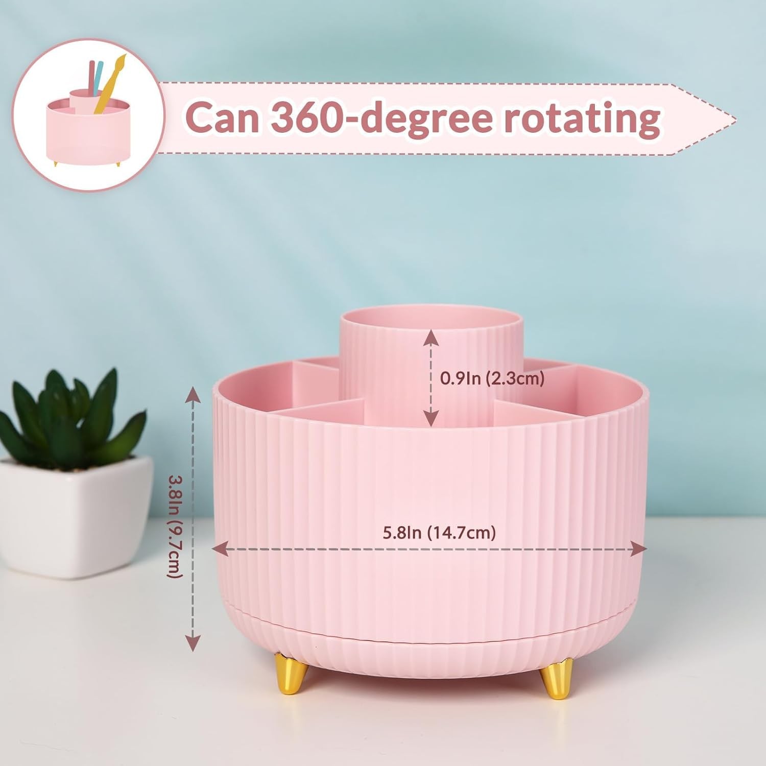 Rotating Pen Holder Desk Organizer 360 Degree Pencil Cup Desktop Storage