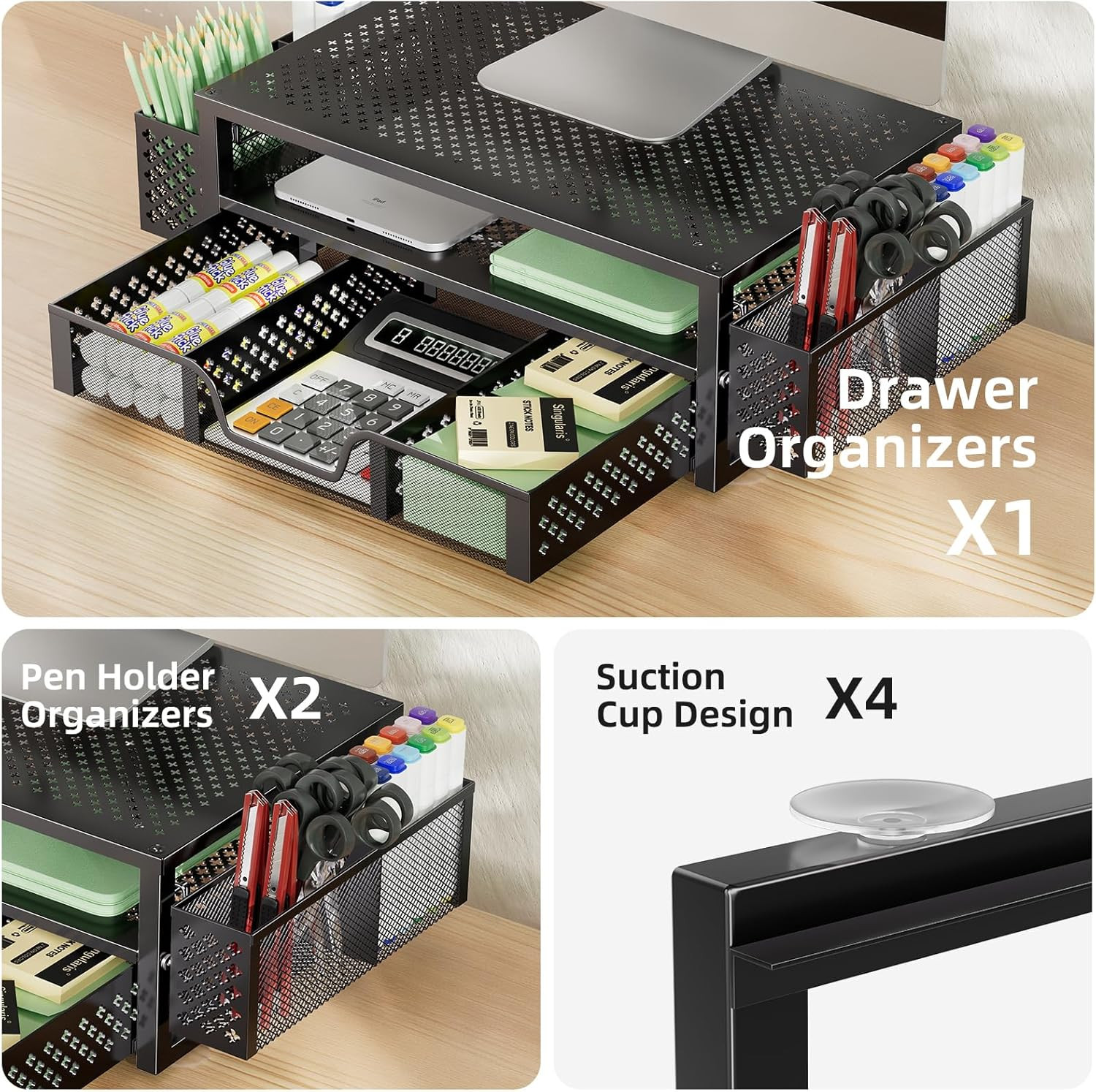 Simple Trending Desk Organizer and Accessories, 2 Tier Computer Metal Monitor St