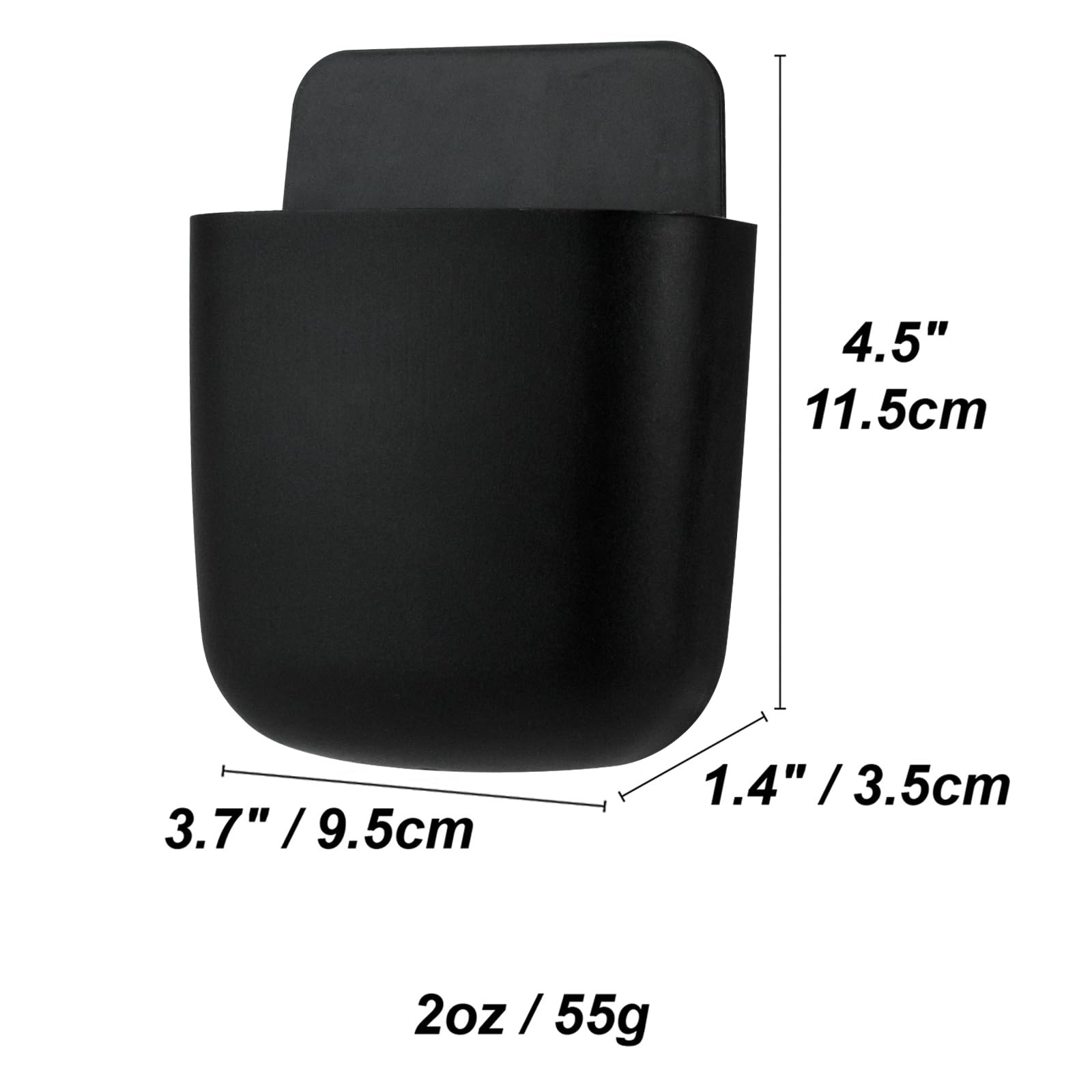 Wall Mount Charging Phone Holder Remote Control Storage Box, 3 Pack – Black