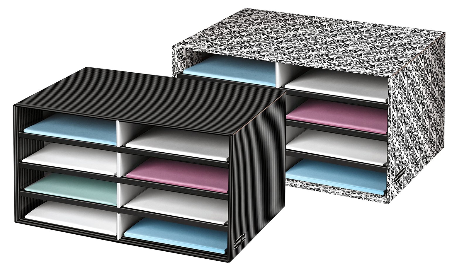 Bankers Box Decorative Eight Compartment Literature Sorter, Letter, Black/Gray