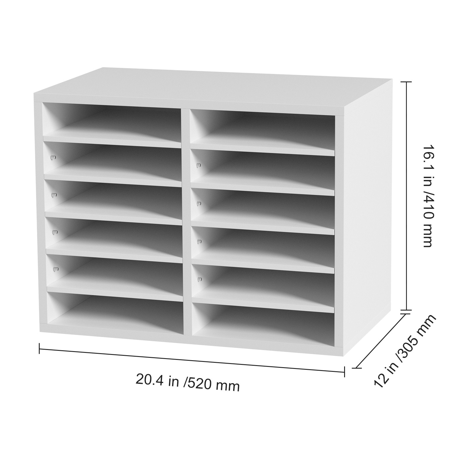 VEVOR Wood Literature Organizer Adjustable File Sorter 12 Compartments White