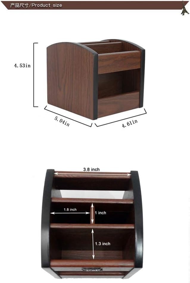 Stylish Brown Wooden Organizer – Rotating Desktop Pen Holder for Office & Home