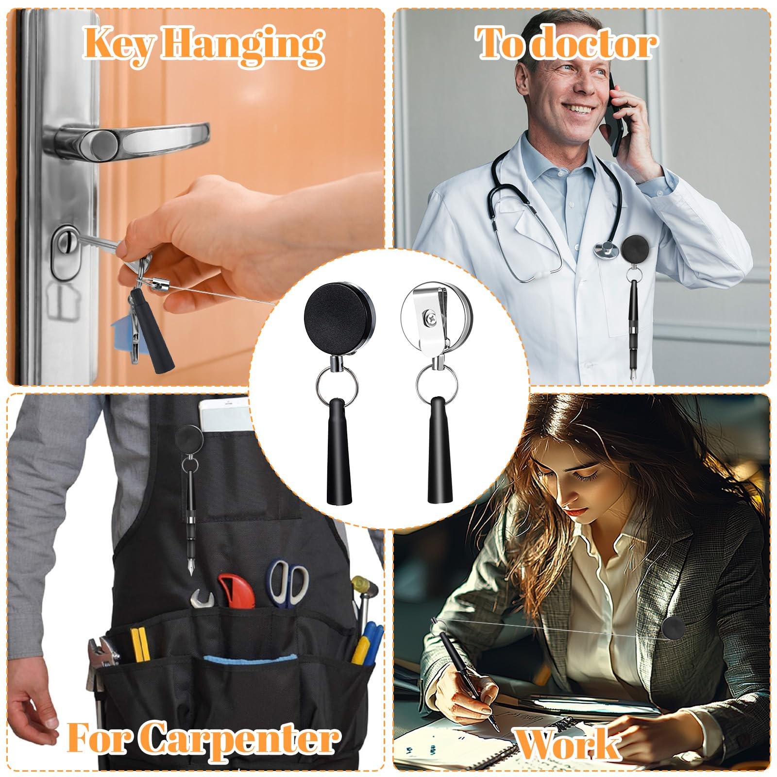 2 Pack Heavy Duty Retractable Pull Pen Pencil Holder, Ideal Grip for Markers