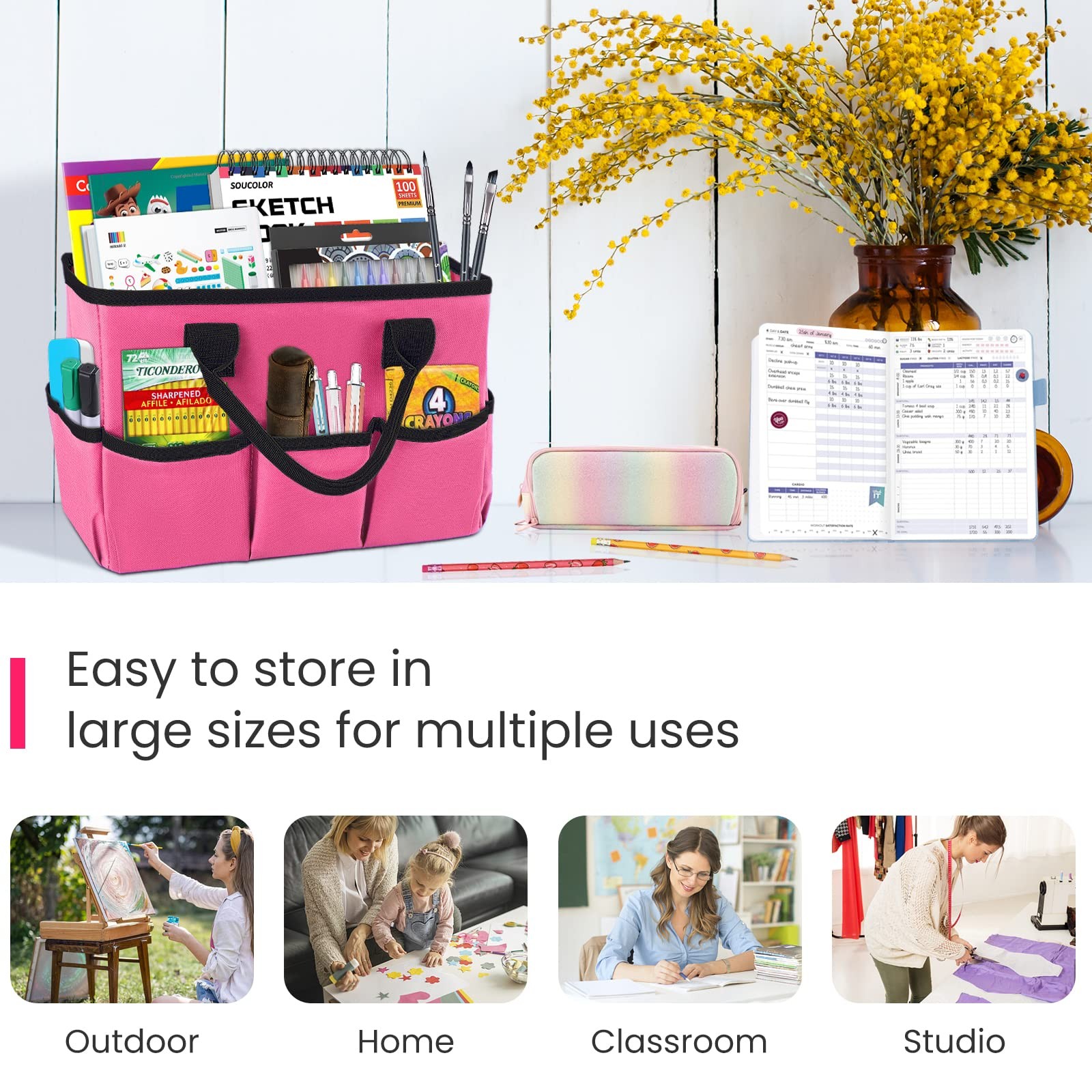 Godery Desktop Tote and Organizer, Teacher Helper Caddy Bag for Arts, Books, …