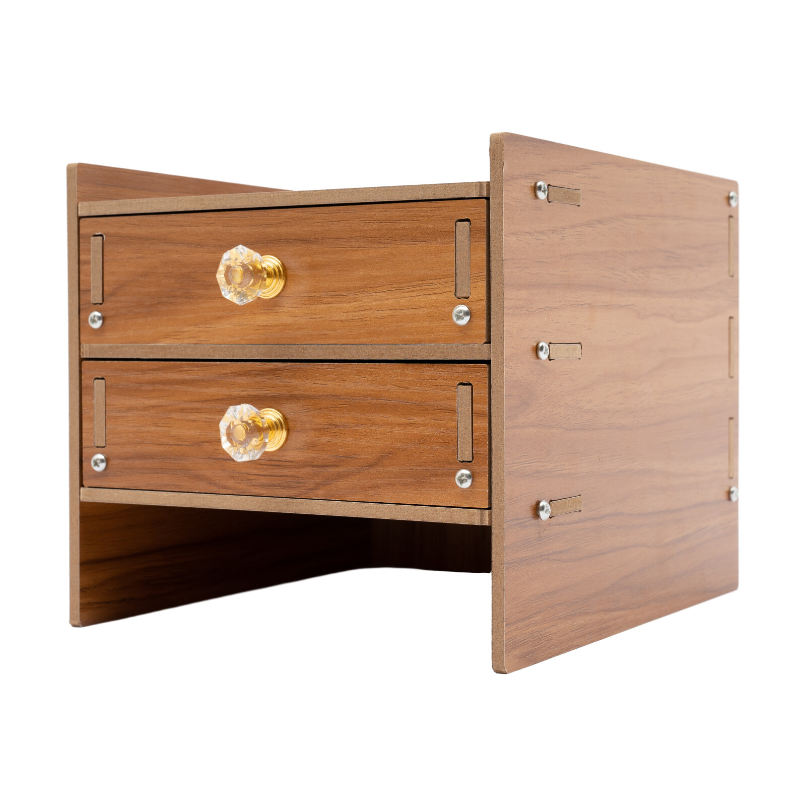Wood Monitor Stand Riser Computer Laptop Desktop Organizer With Drawers & Lock