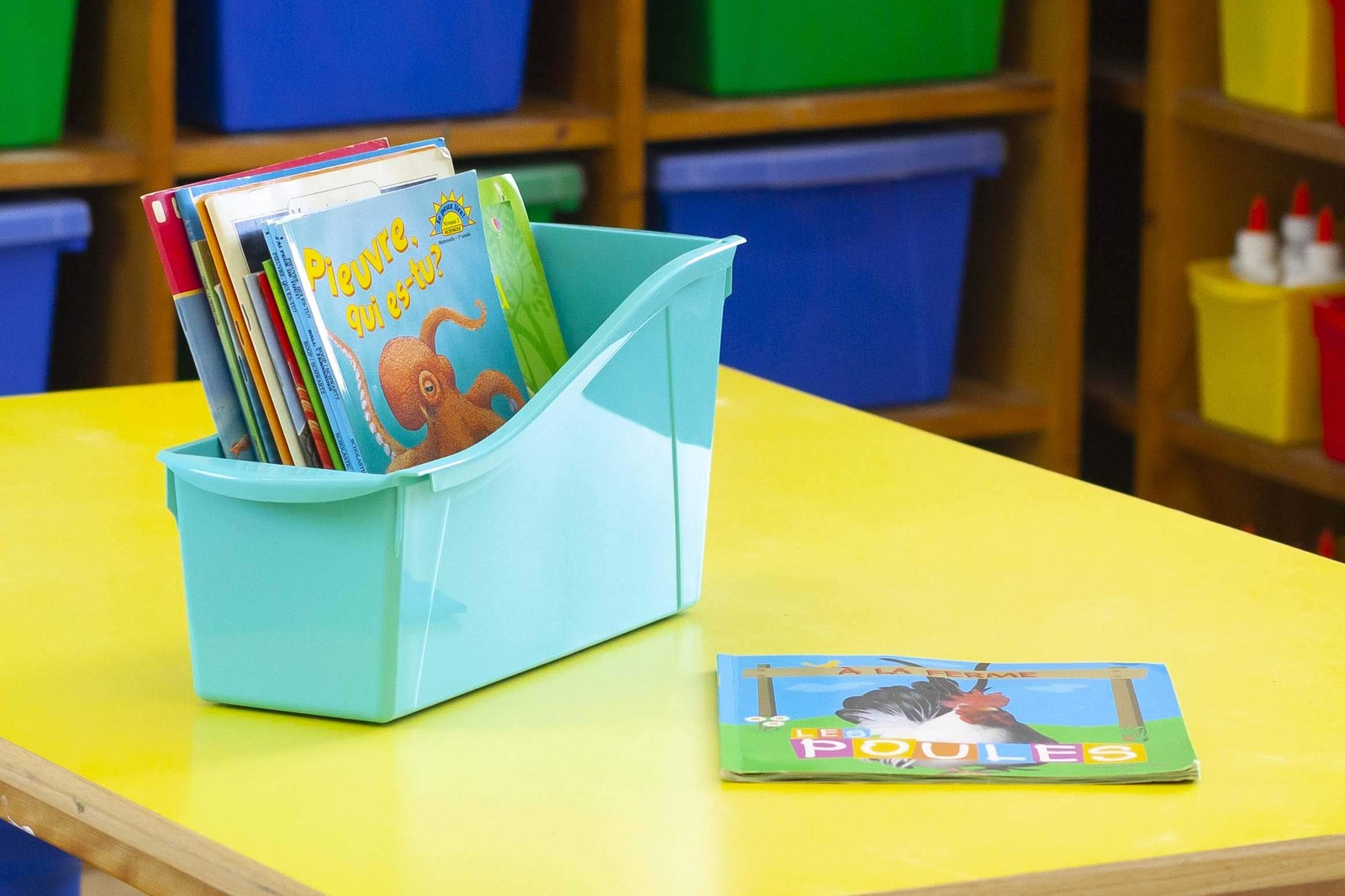 Large Book Bin, Interlocking Plastic Organizer for Home, Office and Classroom…