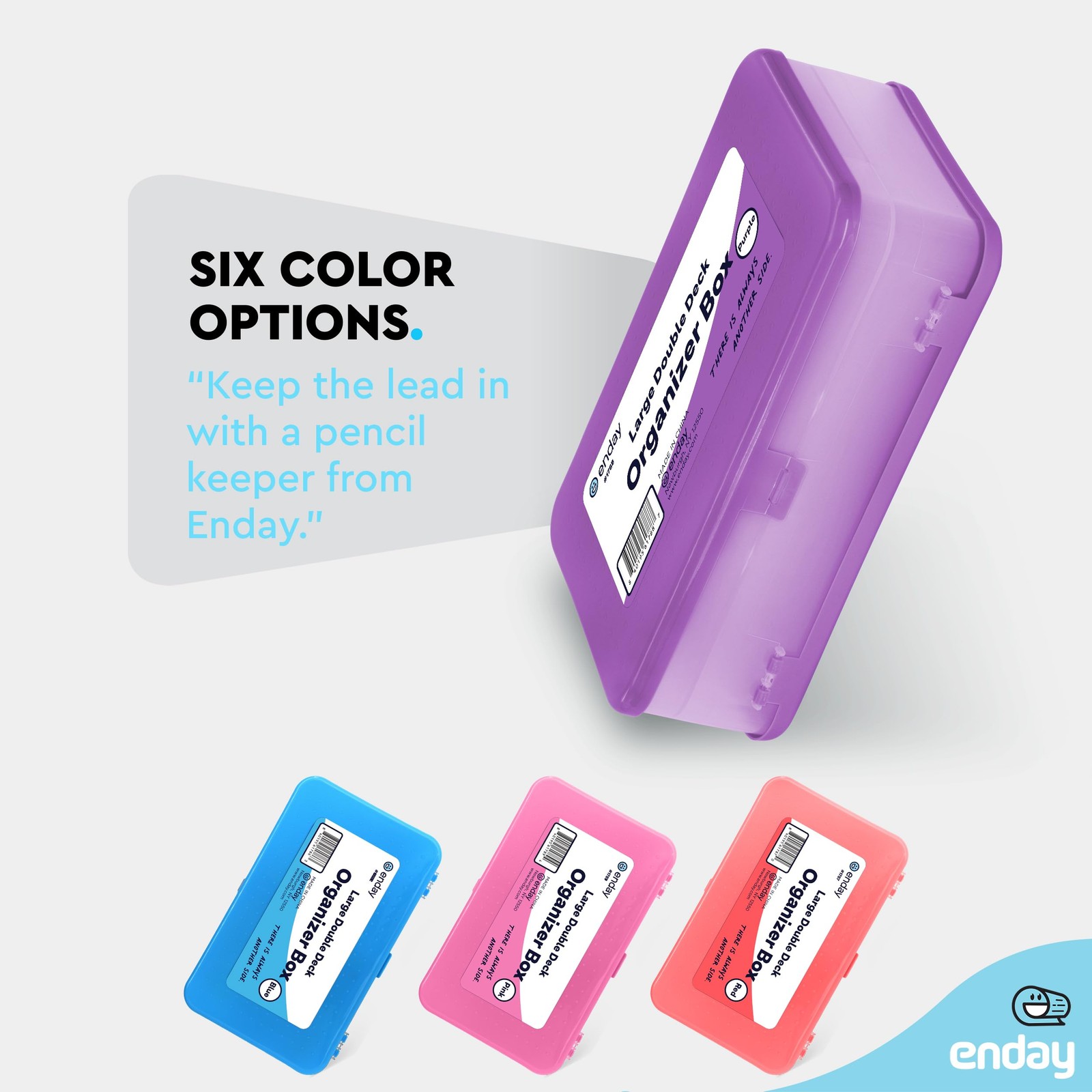 Large Capacity Double Deck Pencil Box – Purple Plastic With 12 Compartments, …