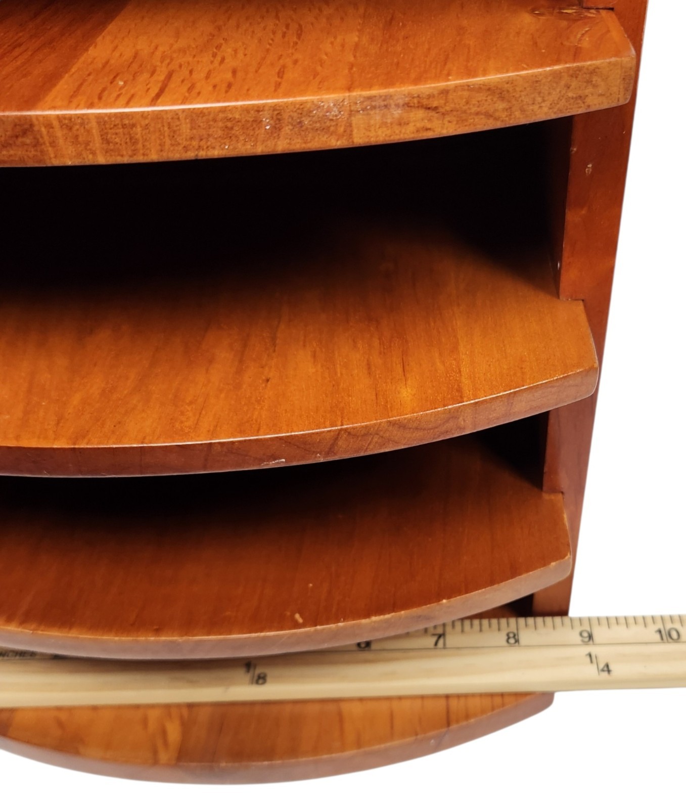 Vintage Wooden Desktop file Organizer Mail Sorter 5 Compartments 4 Removables