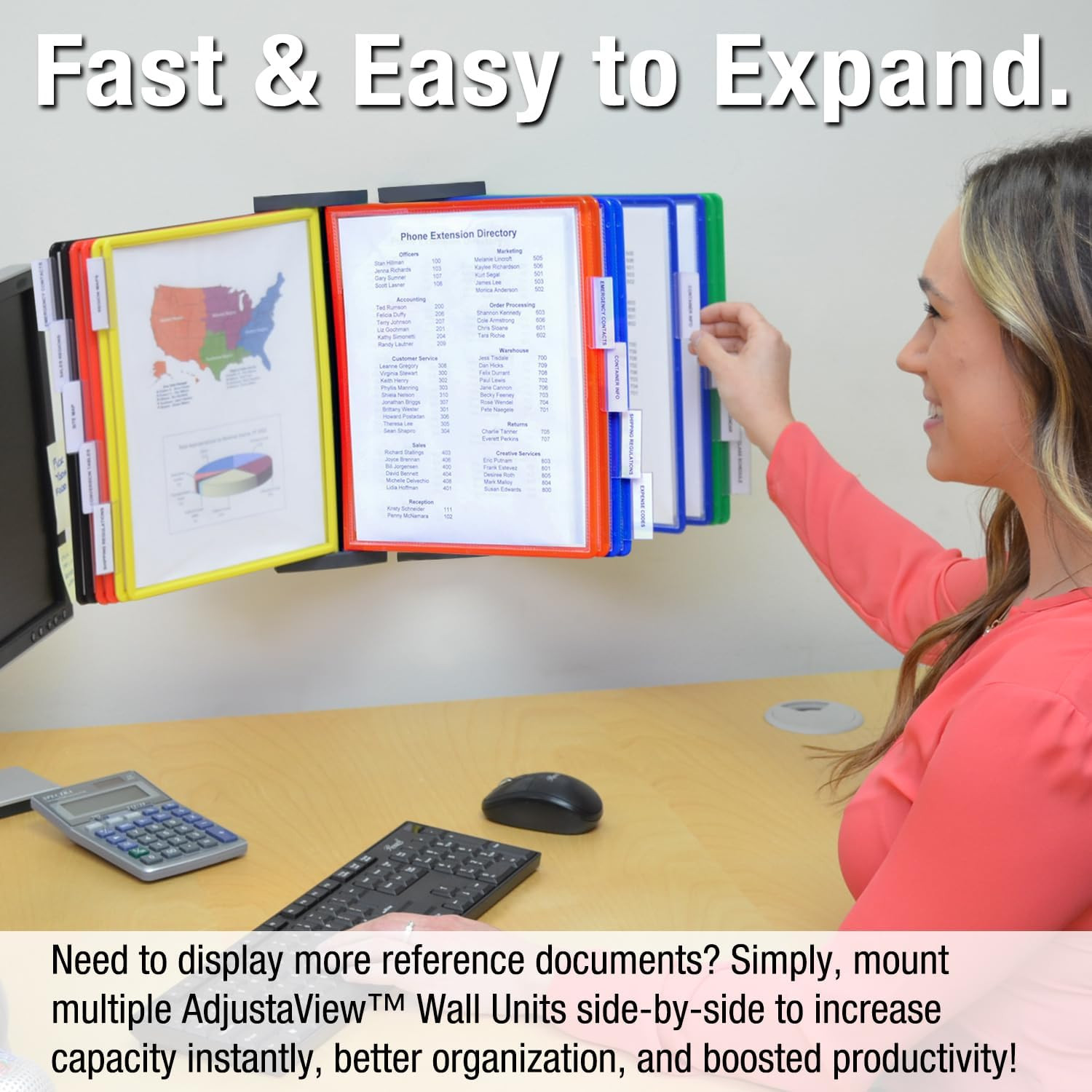 Ultimate Office Adjustaview 10-Pocket Wall Reference Organizer with Easy-Load Po