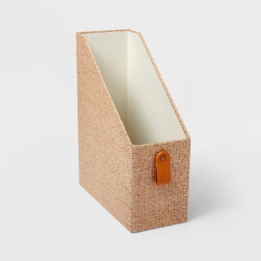 Woven Magazine File Holder Taupe, Desk Organizer