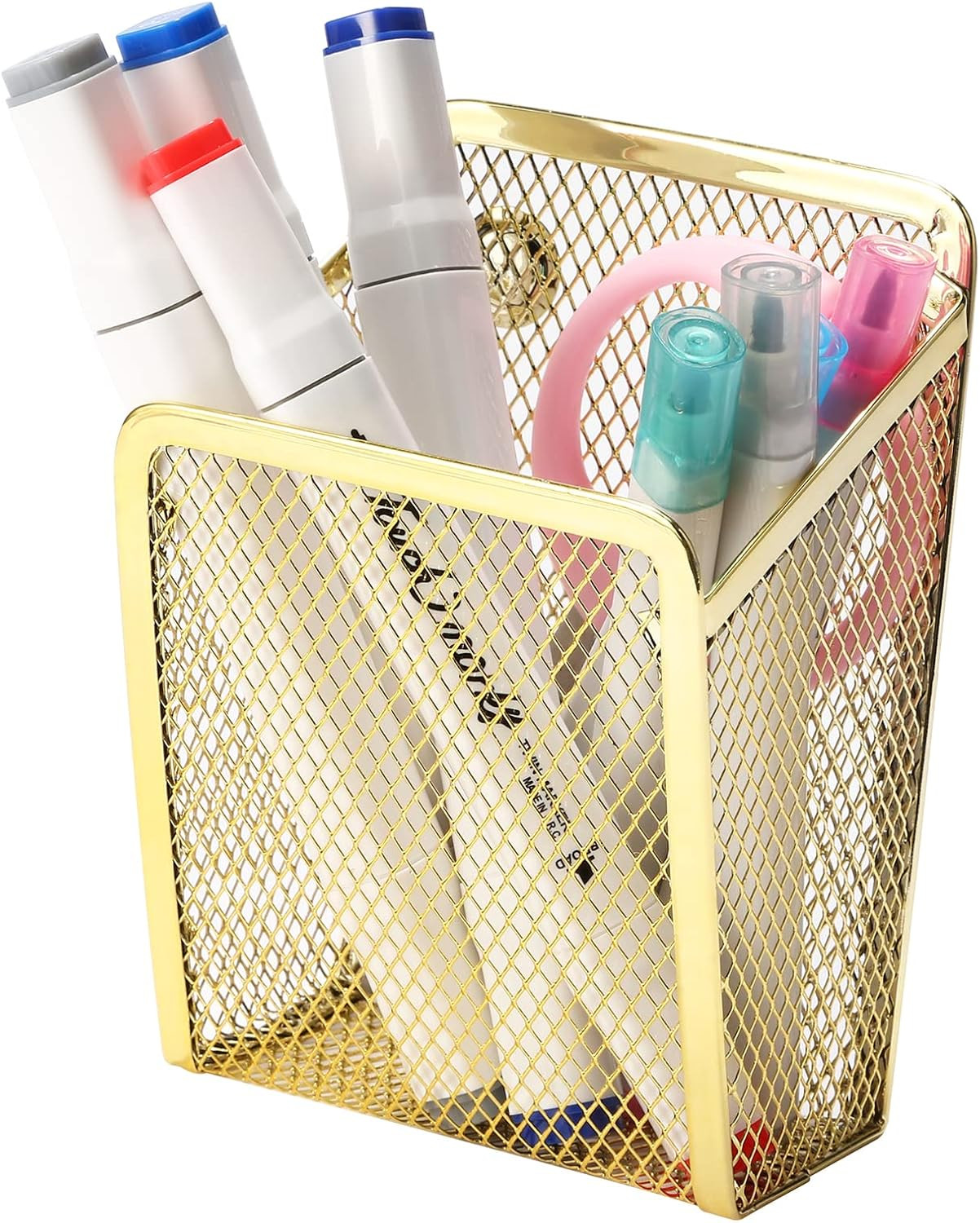 Magnetic Pencil Holder,Mesh Stainless Steel Pen Basket, Metal Writing Utensil St