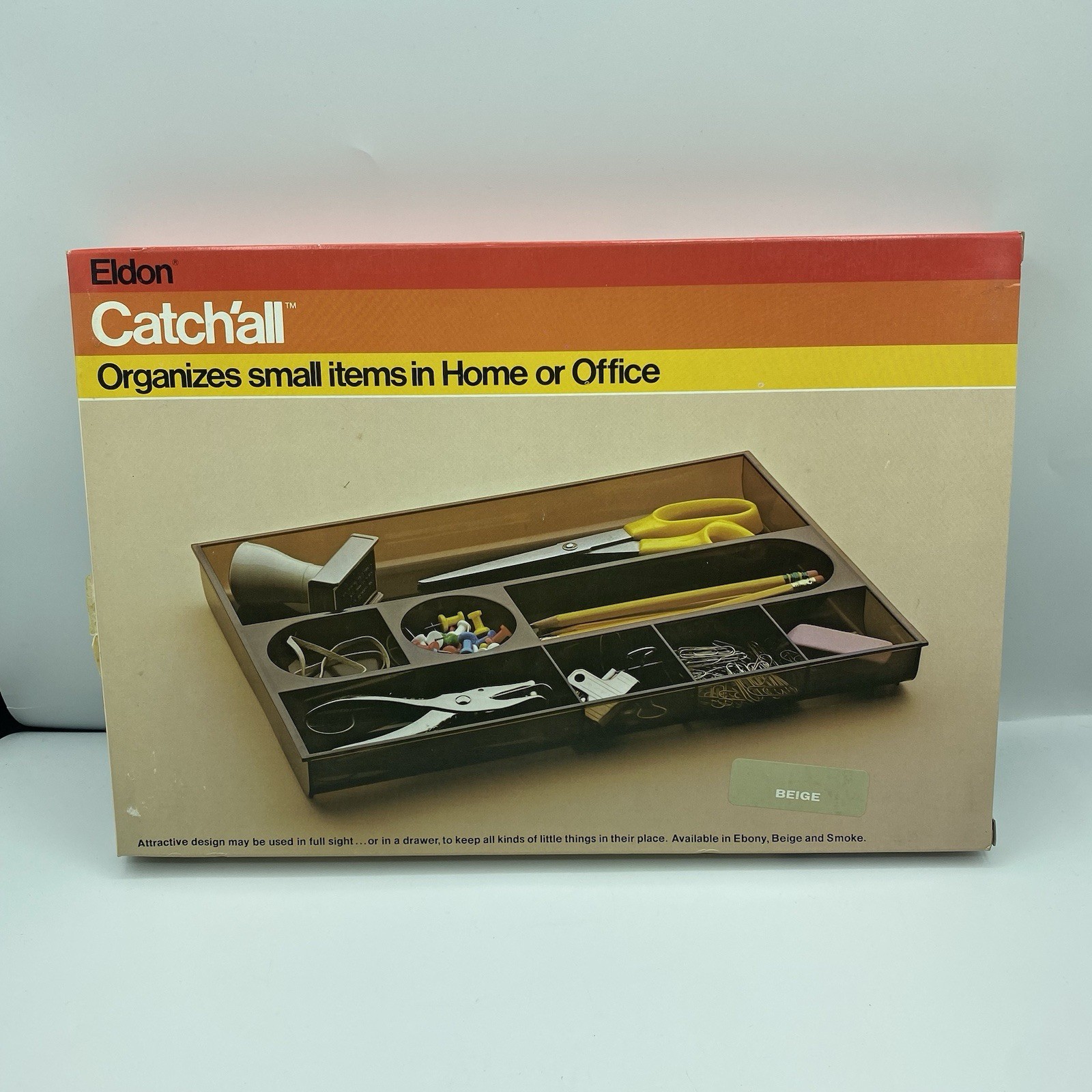ELDON Rubbermaid Catch All Tray Organizer BEIGE Plastic Space Age Office 70s