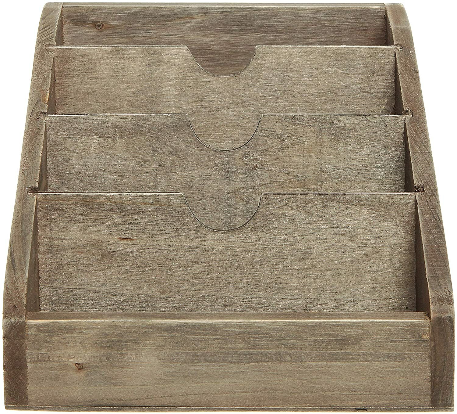 Vintage Dark Brown Wood Decorative Mail Sorter/Office Desk Stationary Organizer