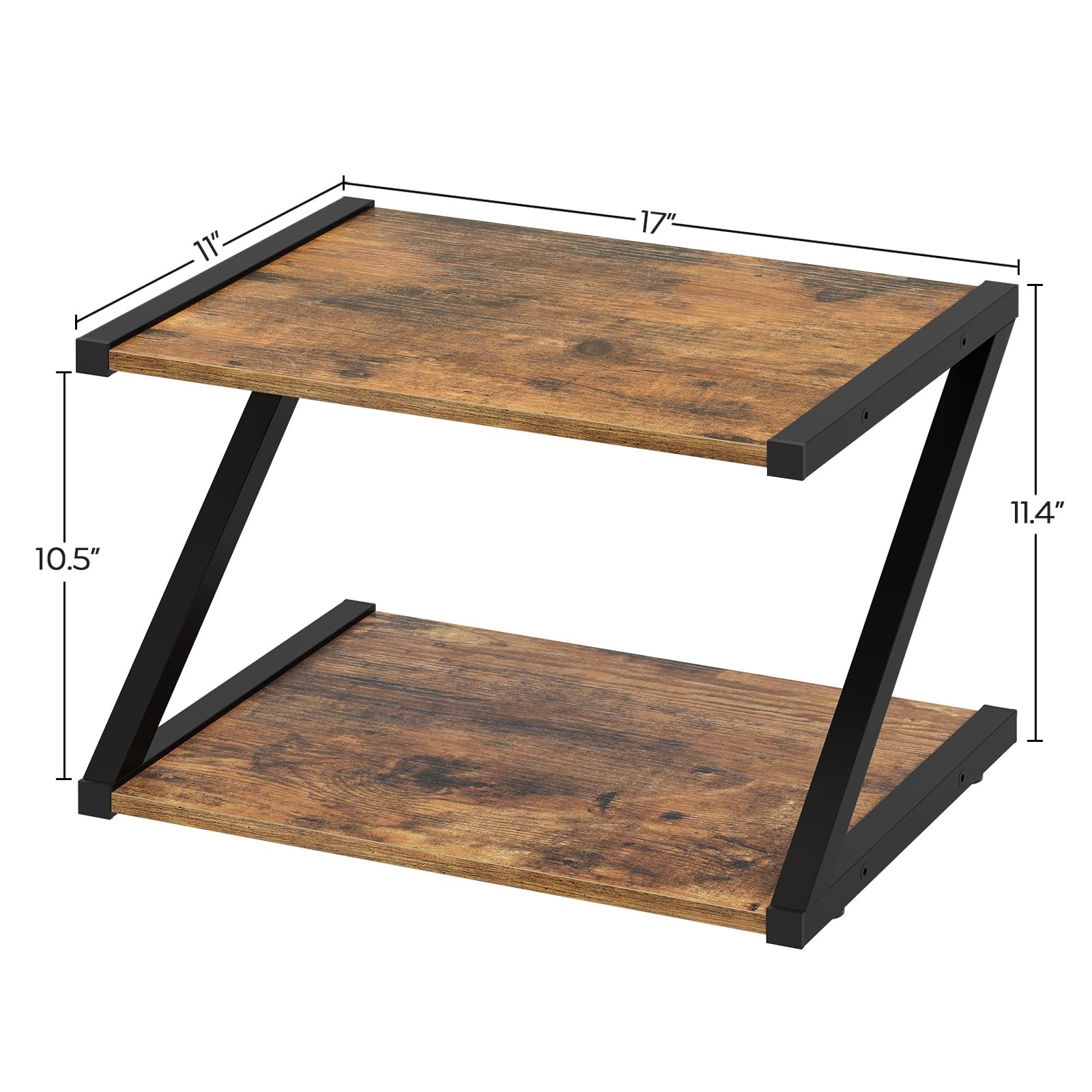 YATINEY Desktop Printer Stand, 2-Tier Table Rustic Brown and Black