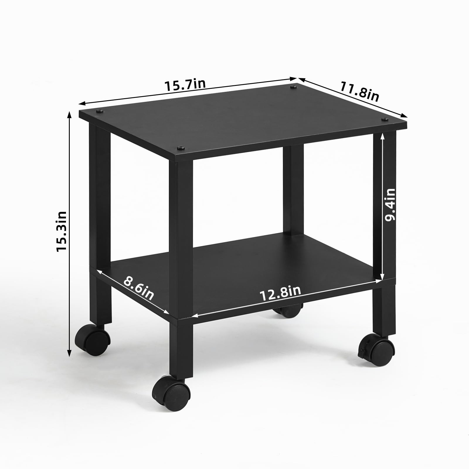 YUFAM 2 Tier Printer Stand with Storage,Under Desk Shelf 2-Tier, Black