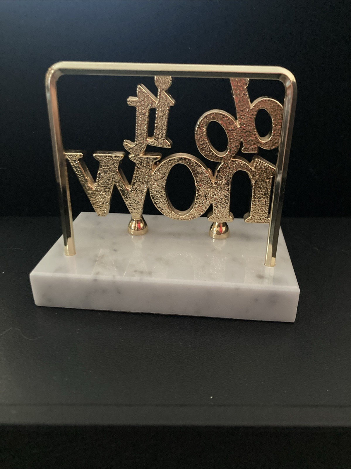 Vintage Letter Holder DO IT NOW Marble Base Italy MCM Office Desk Organizer