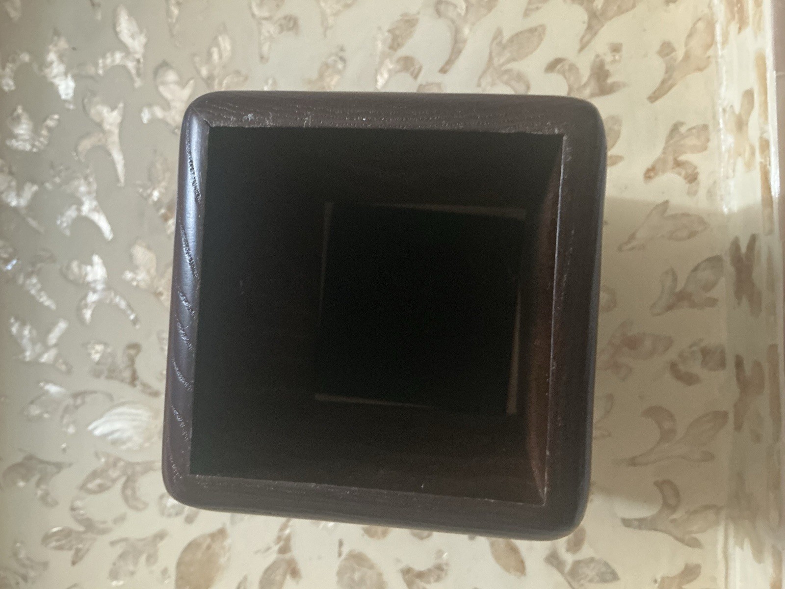 Dacasso Rosewood and Leather Pencil Cup Holder Organizer Executive Office Brown
