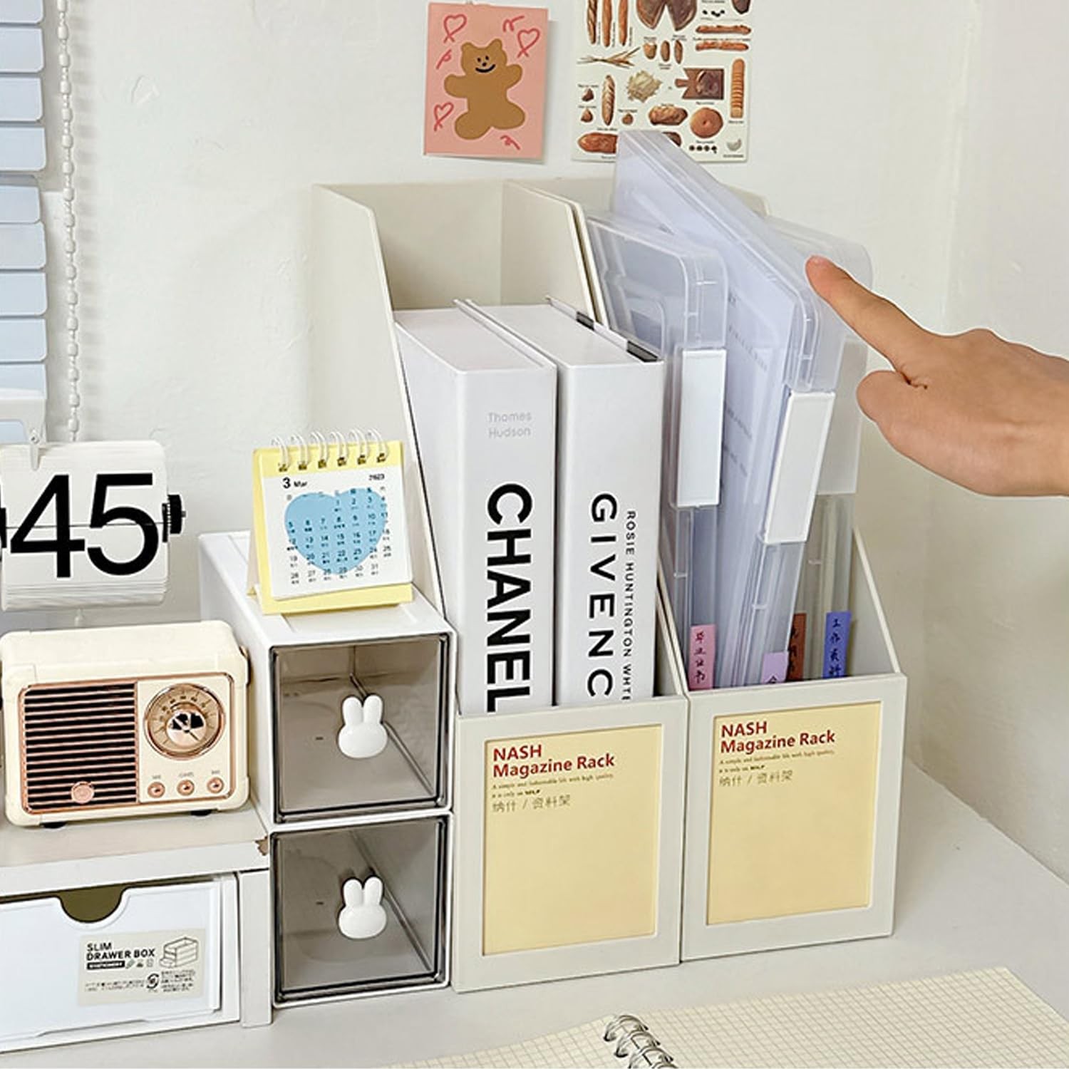 LonlyEagle 6 Pcs Clear A4 File Portable 12.5 x 9.45 x 0.94 inches, whie