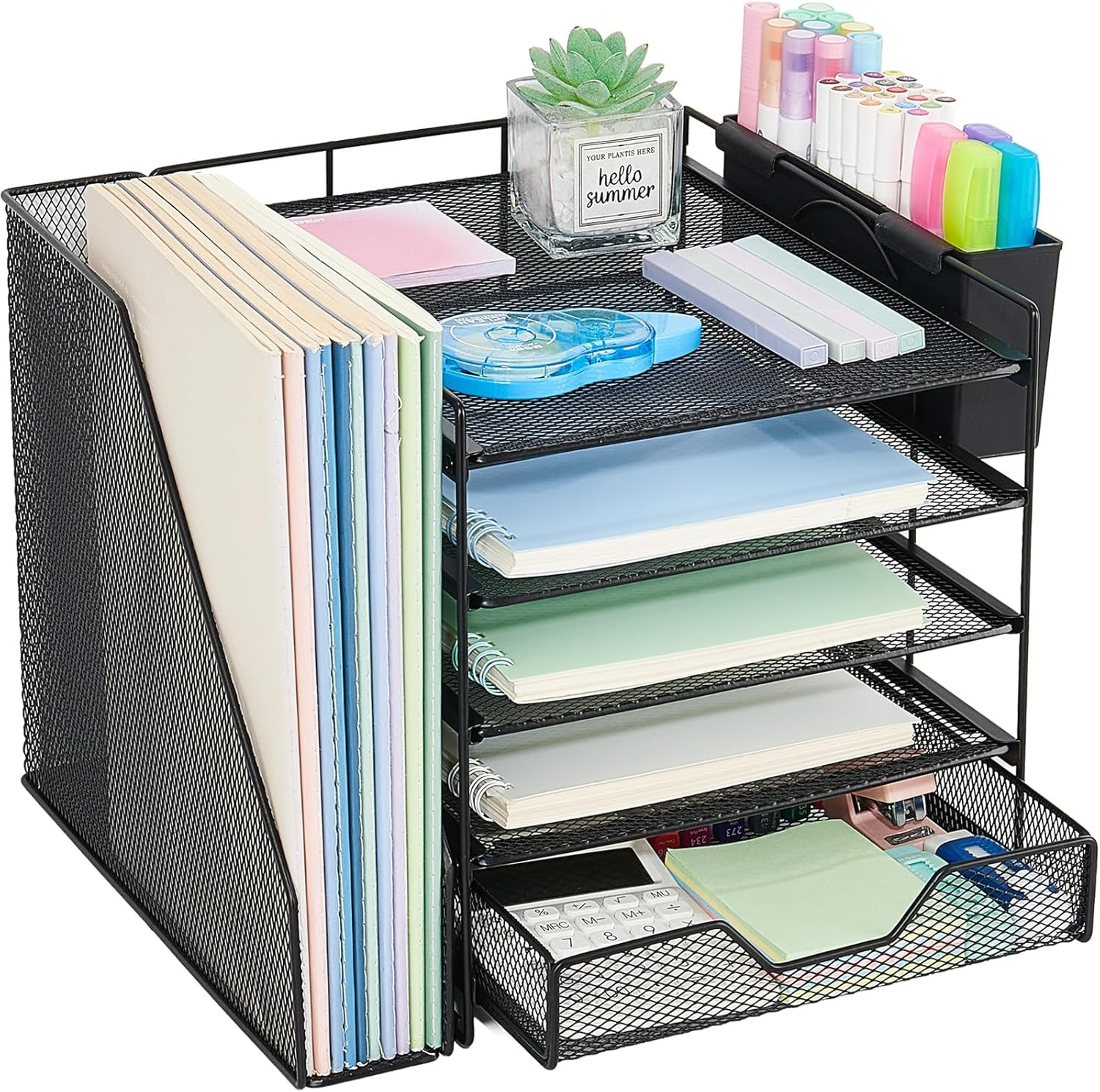 Desk Organizers and Accessories, 5-Tier Paper Letter Tray Organizer with File