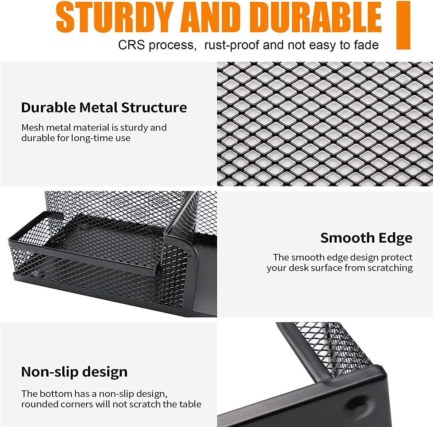 Pen Holder for Desk, Desk Organizers Set-3 Compartments Mesh Pencil Holder with