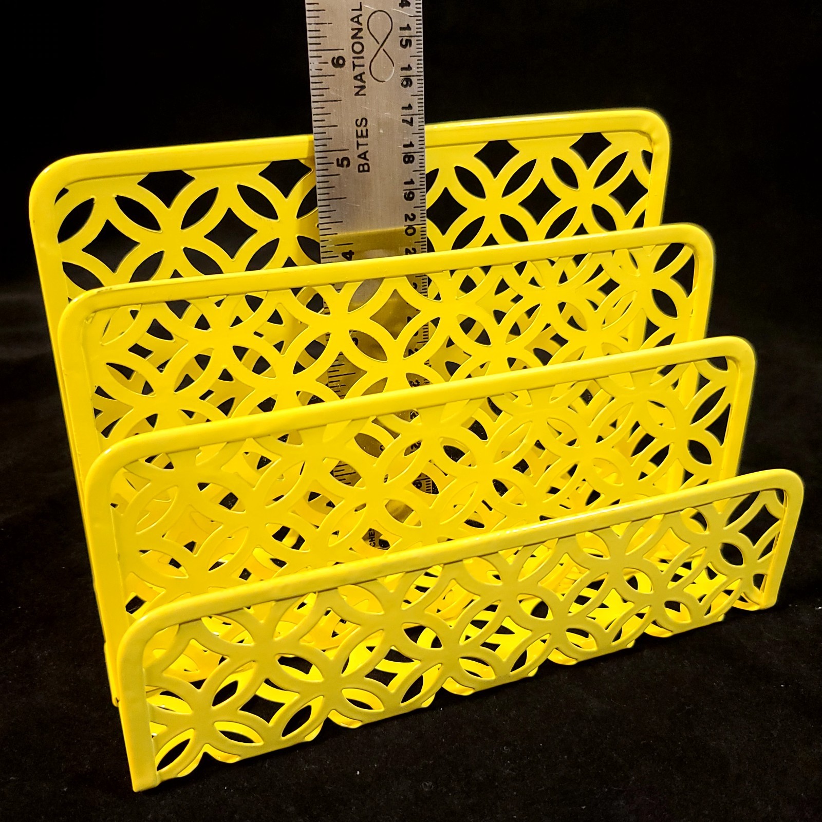 Yellow Desk Organizer Mail Sorter Metal Letter Holder Office