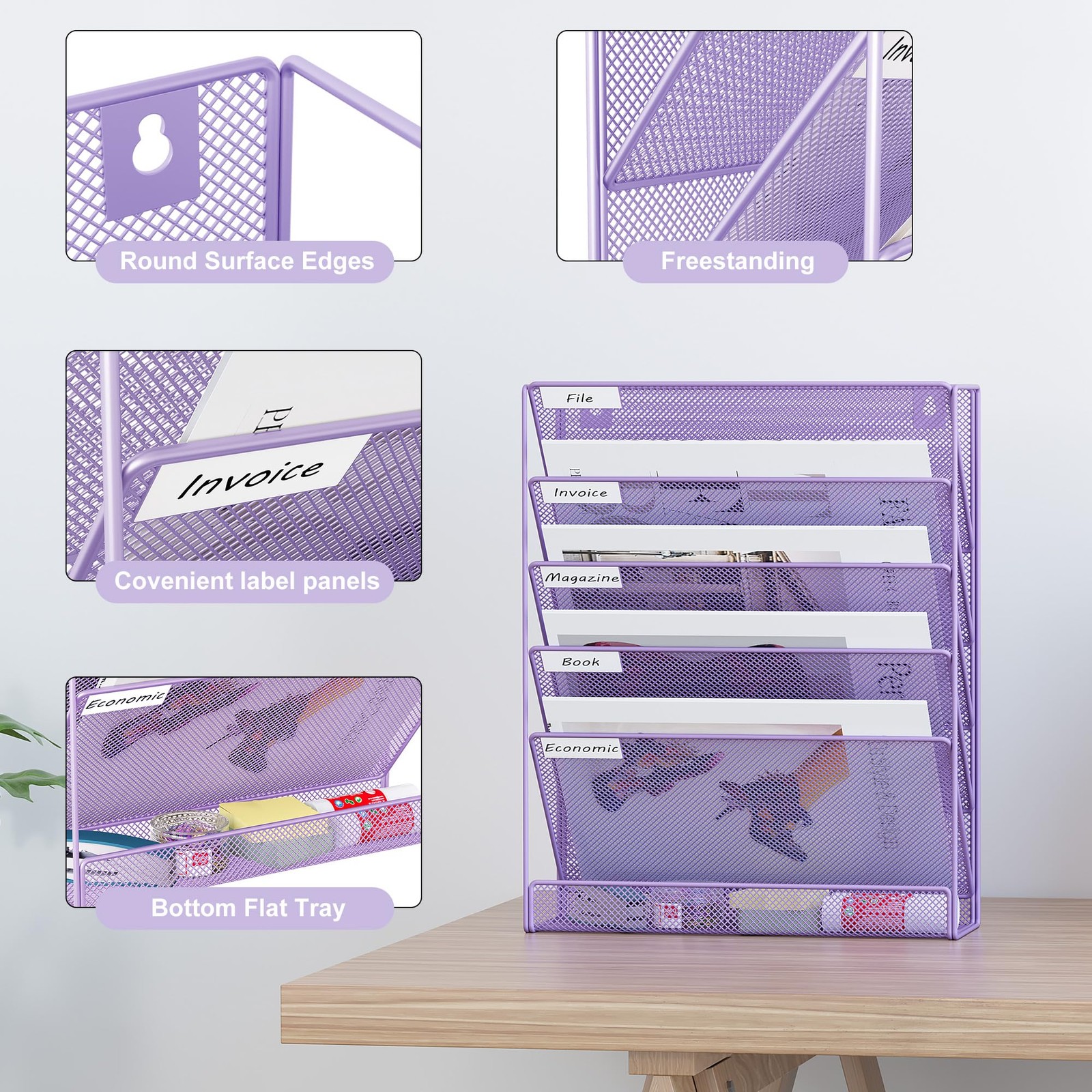 Easypag 5 Tier Wall File Holder Mesh Hanging Folder Organizer Classify Label