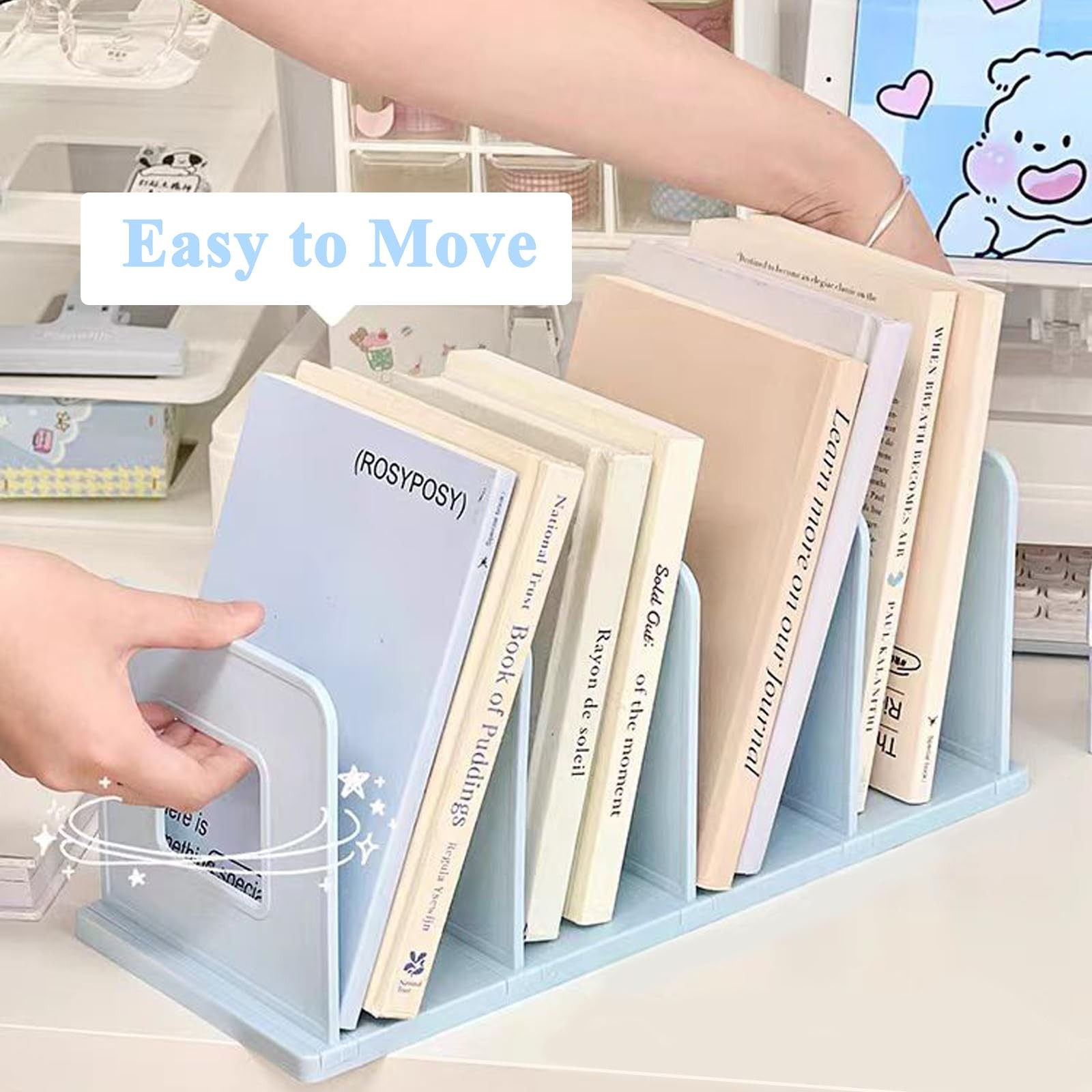 Desk File Sorter Vertical Desktop File Folder Organizer 4 Section Plastic Boo…