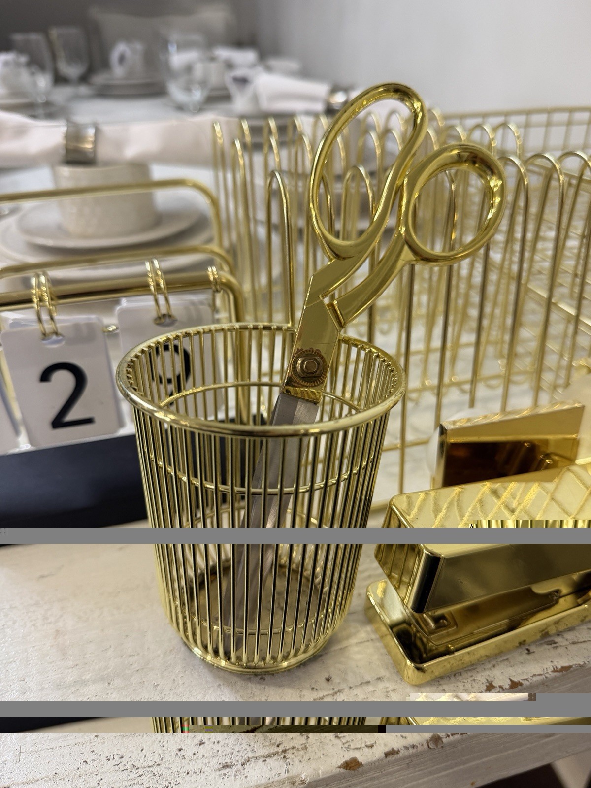 Target Threshold Gold Office Desk Supplies ( storage trays, scissors, Stapler