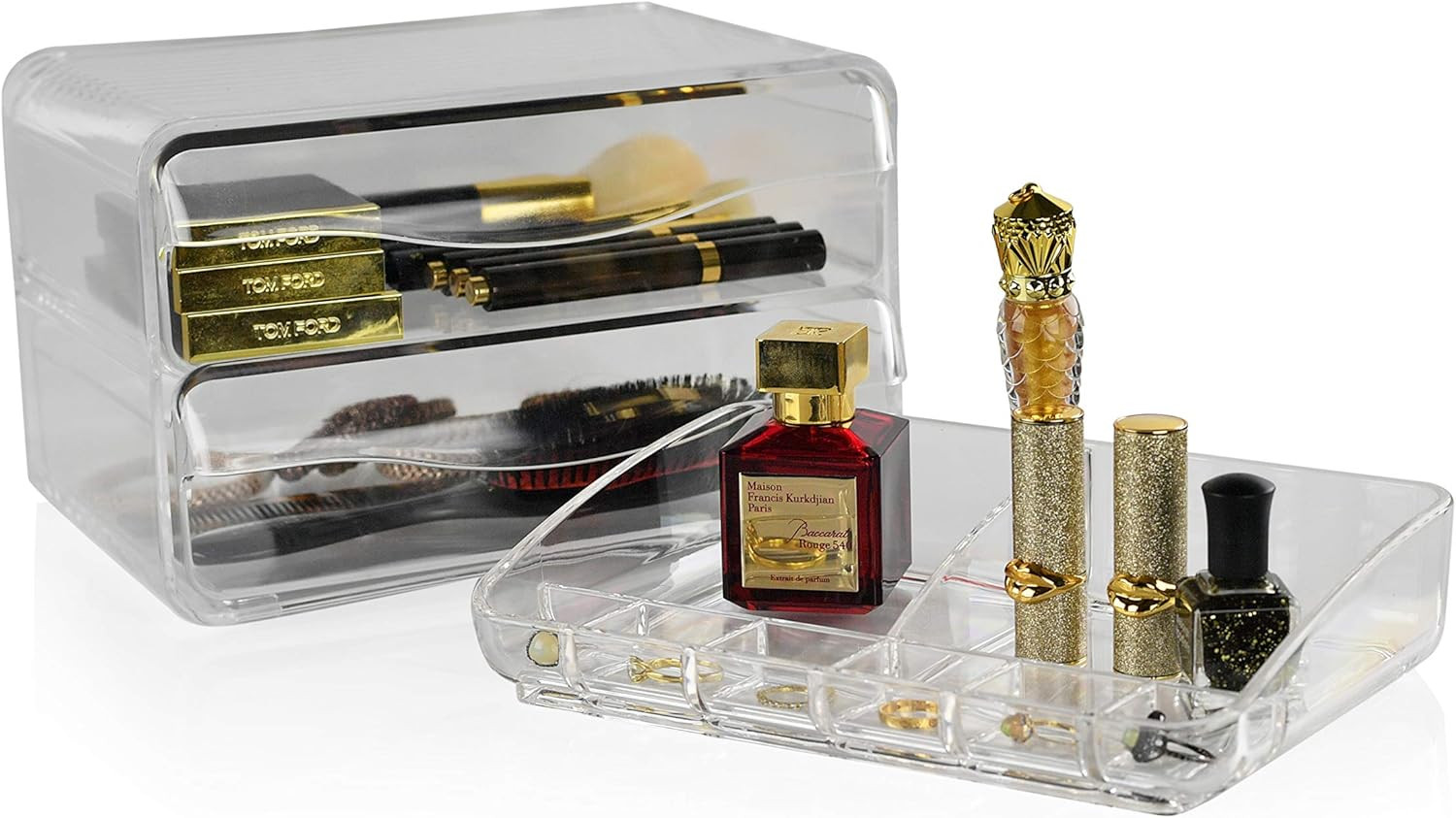 Acrylic 2-Drawer Organizer for Office Supplies or Makeup and Cosmetics