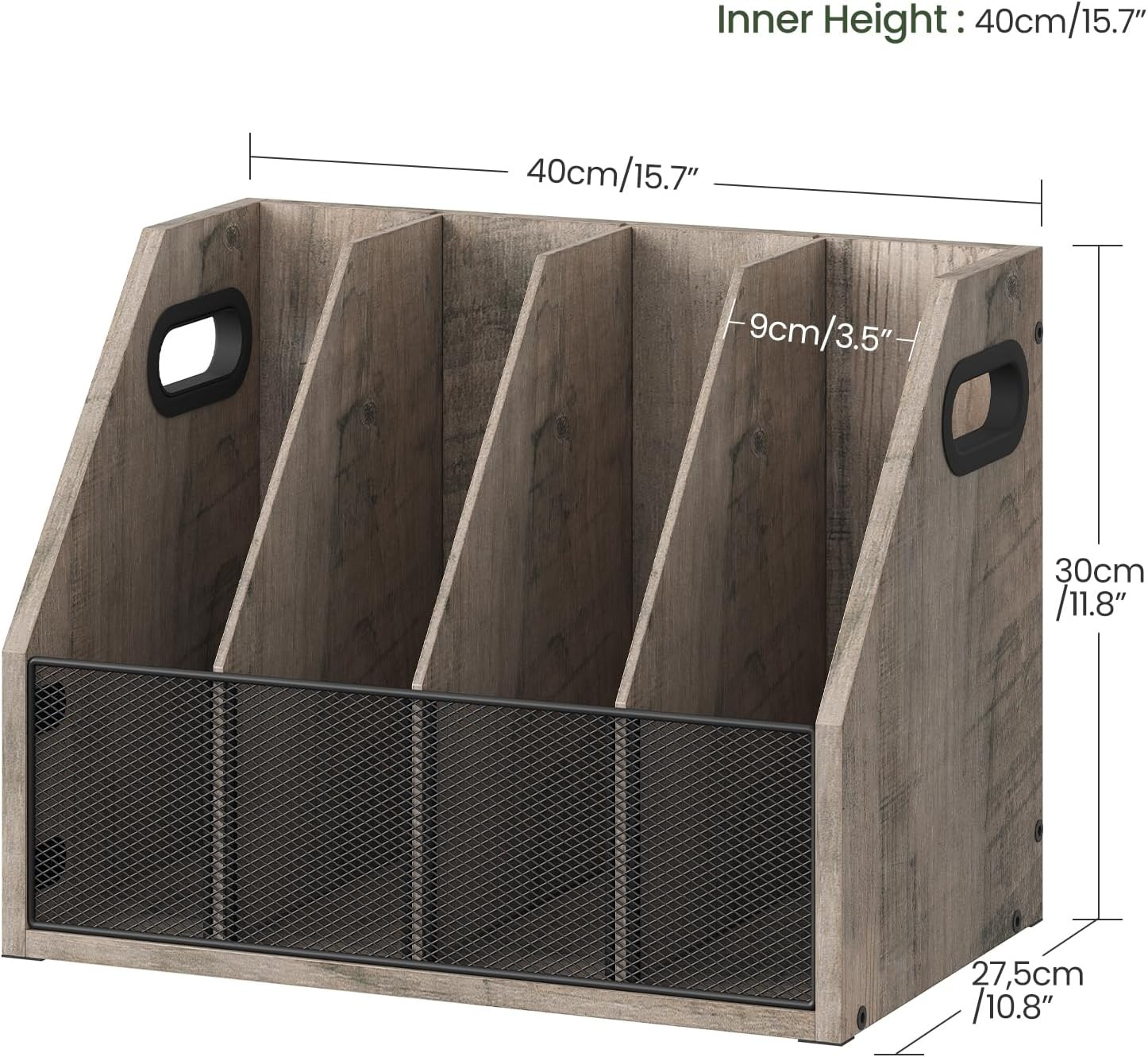 CHOEZON Wooden Desktop File Organizer with Removable Dividers, Mesh Front Panel