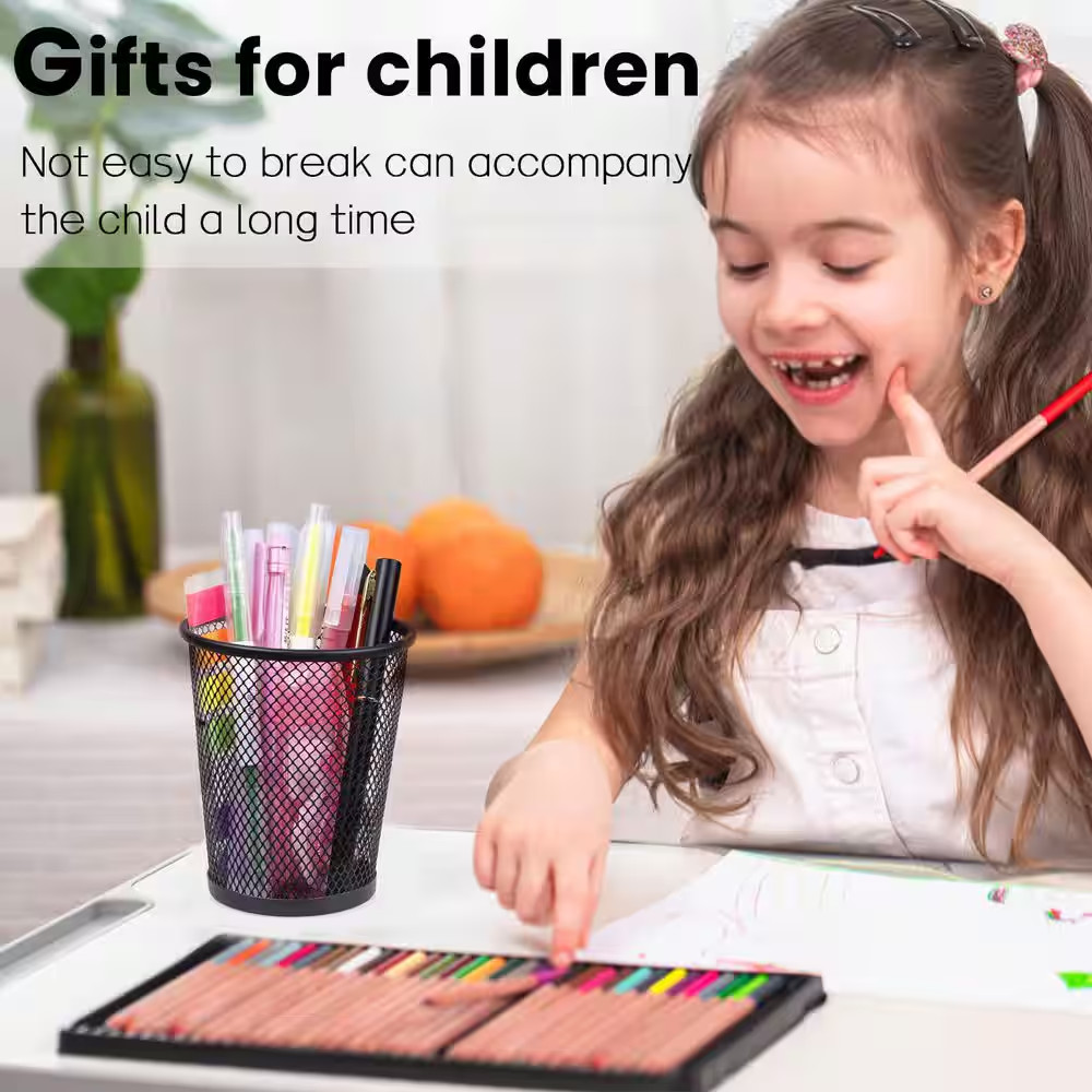 6-Pack round Metal Mesh Pencil Holder with Smooth Edges for Desk Organization, 4