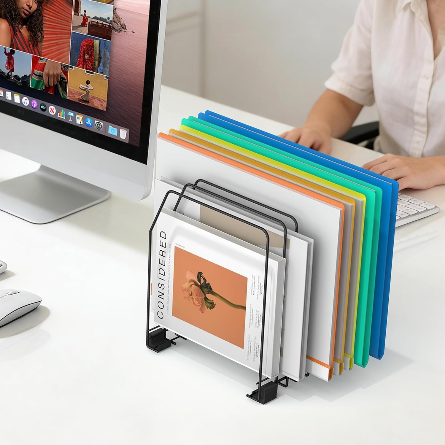 Space-Saving Vertical File Holder – 7 Compartments for Office and Home